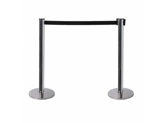 Poteau de balisage Flexi Chrome Sangle rétractable 2,7m Noir