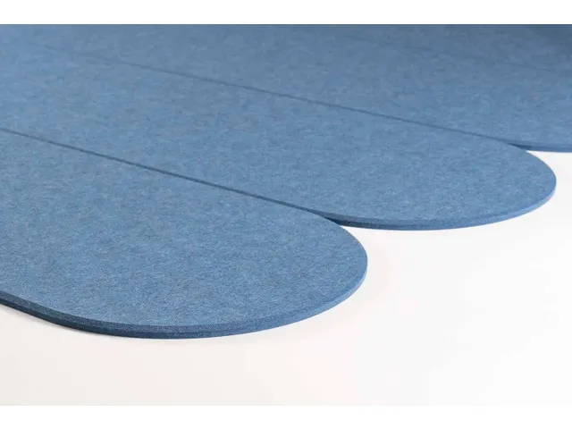 Akoestische PET-vilt ovale stroken blauw 30x120cm 6 stuks