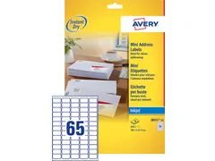 Etiket Avery J8651-10 38.1x21.2mm Inkjet Wit 650 Stuks