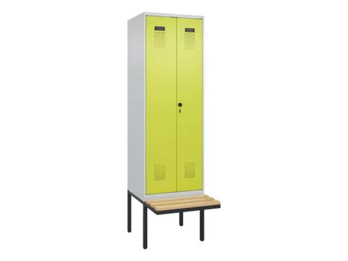 PBM-locker met bank,HxBxD 2120x600x815mm,2vak,vak B 300mm,draaigrendel