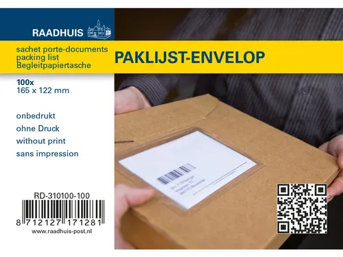 Paklijstenvelop Binnenmaat 165x122mm A6 Onbedrukt 100 Stuks
