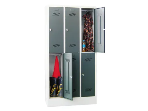 dubbeldekse locker,HxBxD 1850x900x500mm,3x2vak.,RAL7035,front RAL7016