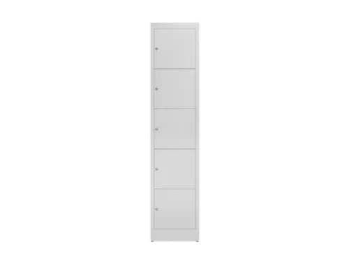 Lockerkast 1800x415x500mm 1x5 vakken cilinderslot, sokkel, RAL9003