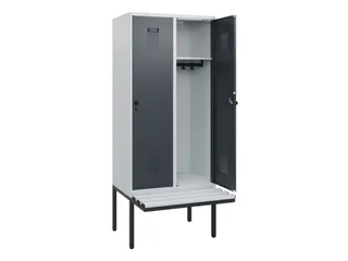 locker met bank,HxBxD 1950x800x815mm,2vak,vak B 400mm,draaigrendel - 1