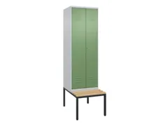 PBM-locker met bank,HxBxD 2120x600x815mm,2vak,vak B 300mm,cil.-slot