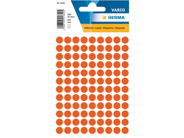 HERMA 1842 Multipurpose etiketten Rond 8mm Rood 540 stuks