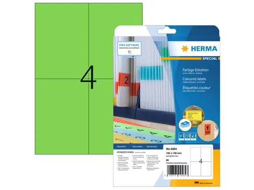 HERMA 4564 Verwijderbare etiketten A4 105x148mm Groen 80 stuks