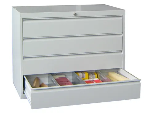 ladekast HxBxD 800x1023x600mm 4laden slot RAL7035 front RAL6011