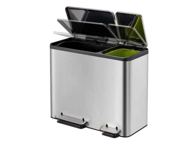Ecocasa Recycler Pedaalemmer 30+15 Liter mat RVS