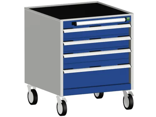 ladekast verrijdbaar 780x650x650mm 4laden romp RAL7035 front RAL5010