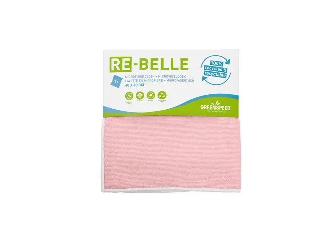 Chiffon microfibre Greenspeed Re-belle 40x40cm rose 5 pièces
