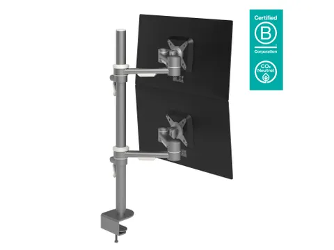 Bras support vertical 2 écrans bureau Viewmate Style 682 Argent