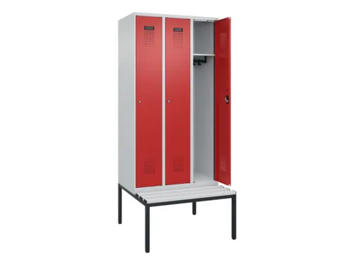 locker met bank,HxBxD 2120x900x815mm,3vak,vak B 300mm,cilinderslot