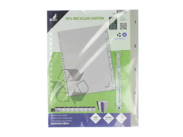 Intercal. a touches numerotees ECO Kangaro A4 gris carton 180gr 23 per