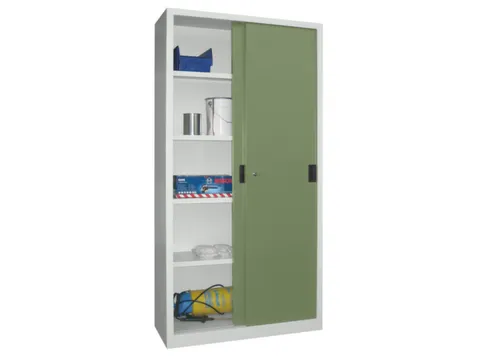 schuifdeurkast,HxBxD 1950x1000x600mm,RAL7035,front RAL6011