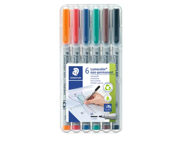 Viltstift Staedtler OHP Lumocolor 315 Non Permanent 1.0mm Assorti 6st