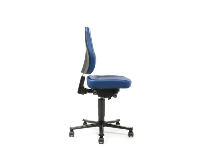 Werkplaatsstoel,zitting kunstleer blauw