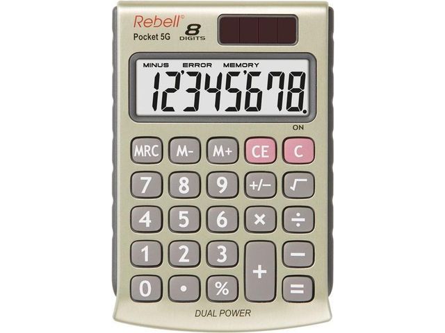 Calculator Rebell-POCKET-5G groen pocket | RekenmachinesWinkel.nl