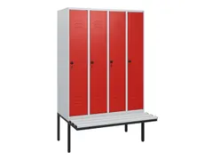 locker met bank,HxBxD 1950x1200x815mm,4vak,vak B 300mm,draaigrendel