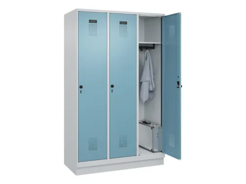 locker,HxBxD 1950x1200x500mm,3vak,vak B 400mm,draaigrendel,sokkel