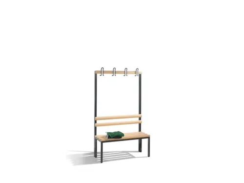 Omkleedbank L 1000Mm Houten Zitlatten Enkelzijdige Hakenlijst Ral7021