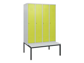 locker met bank,HxBxD 1950x1200x815mm,4vak,vak B 300mm,cil.-slot - 1