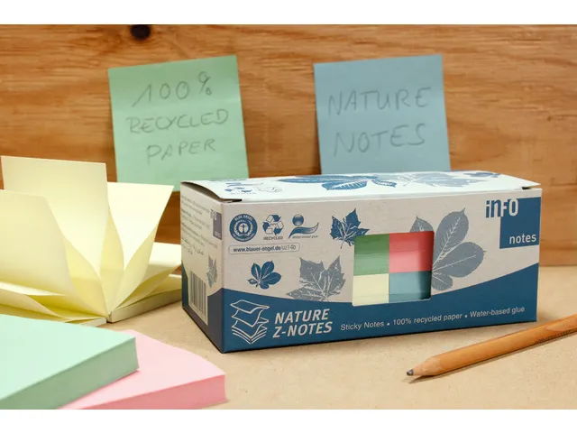 75x75mm Z-Notes ass kleur, nature, doos 12 blokken