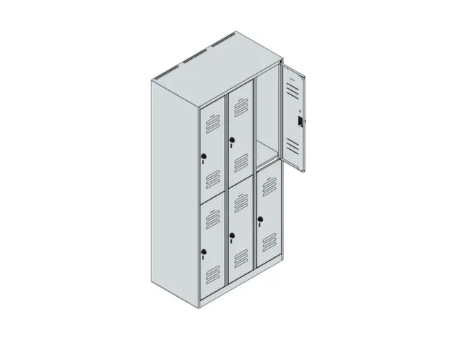 dubbeldekse locker,HxBxD 1850x900x500mm,3x2vak.,vak B 300mm,cil.-slot