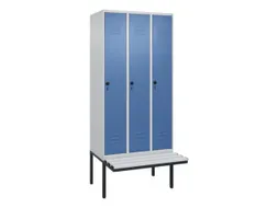 locker met bank,HxBxD 2120x900x815mm,3vak,vak B 300mm,draaigrendel