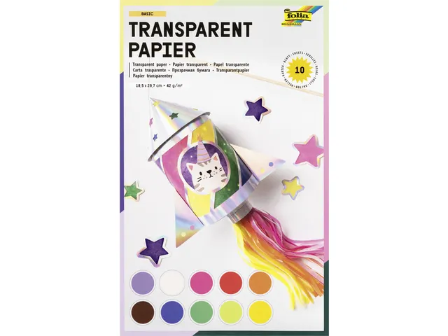 Transparant papier Folia 18.5x29.7cm 42gr 10 vel 10 kleuren