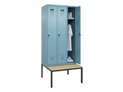 locker met bank,HxBxD 2120x900x815mm,3vak,vak B 300mm,draaigrendel