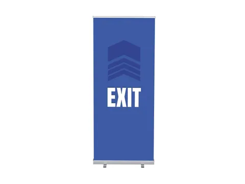 Roll-Banner 85x200 complete set met print "EXIT" Blauw
