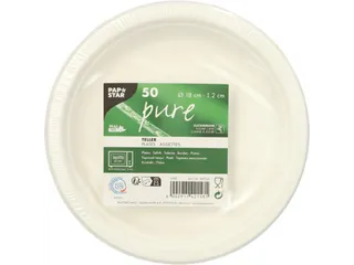Papstar "Pure" Borden van suikerriet Rond 18cm Wit 50 stuks - 2
