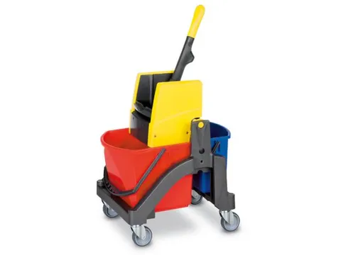 dweilwagen,emmer 1x17l/1x6l ROOD/BLAUW,frame kunststof,4zwenkwielen