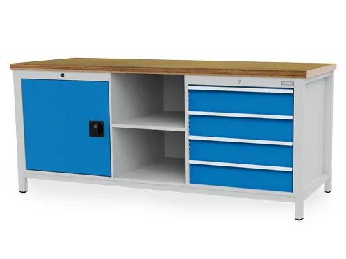 werkbank,m. achterwand,HxBxD 959x2000x750mm,multiplexblad