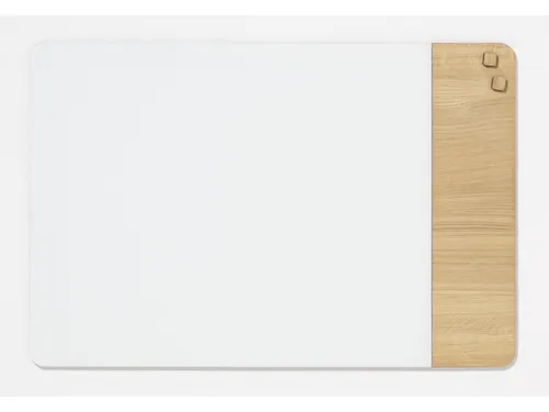 Glasmagneetbord Naga 60x80cm wit/eiken afgeronde hoeken