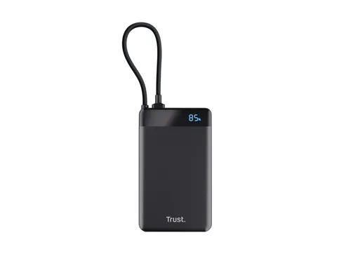 Powerbank Trust Fiera 10.000 met kabel 2 USB-poorten zwart