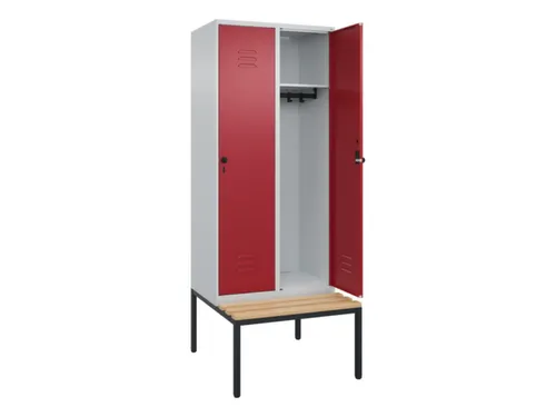locker met bank,HxBxD 2120x800x815mm,2vak,vak B 400mm,draaigrendel