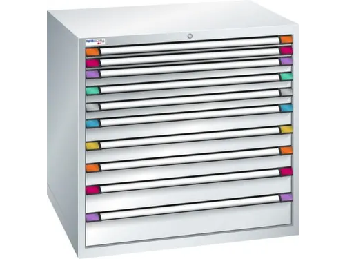 ladekast HxBxD 1000x1005x695mm 10laden RAL7035 front RAL7035