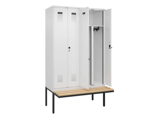 PBM-locker met bank,HxBxD 2120x1200x815mm,4vak,vak B 300mm
