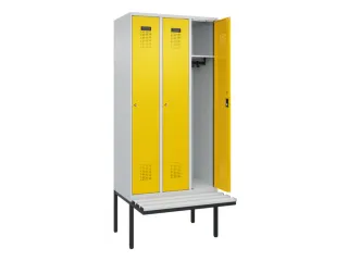 locker met bank,HxBxD 2120x900x815mm,3vak,vak B 300mm,cilinderslot - 1