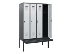 locker met bank,HxBxD 1950x1200x815mm,4vak,vak B 300mm,draaigrendel