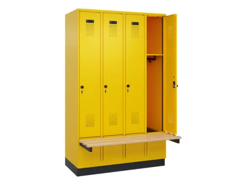 locker met bank,HxBxD 1950x1200x815mm,4vak,vak B 300mm,draaigrendel
