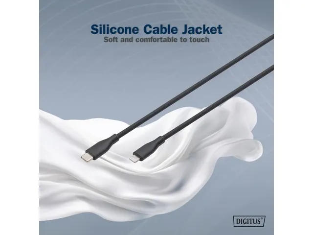 USB siliconen oplaadkabel USB-C Lightning 1m USB 2.0 60W Zwart