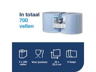Poetspapier Tork Wiping Heavy-Duty W1/2 3-laags 119m blauw 130081 - 6