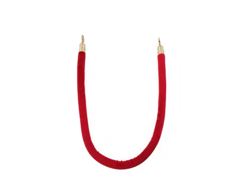 Koord van Velours Rood met messing haken 1.5 meter