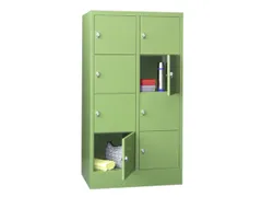 lockerkast,HxBxD 1518x800x500mm,2x4vakken,RAL7035,front RAL3000