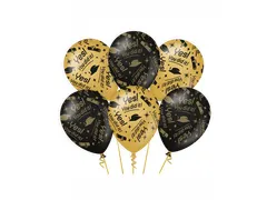 Ballonnen Classy party balloons 'You did it' 30cm Goud-Zwart 6 stuks
