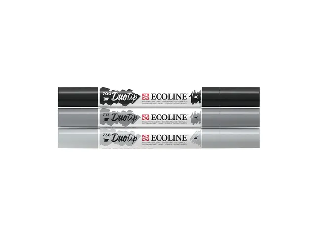 Stylo Duotip Talens Ecoline set noir & gris 3 couleurs