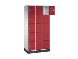 lockerkast,RAL 7035/RAL 3003,HxBxD 1950x920x500mm,3x5vakken,cil.-slot